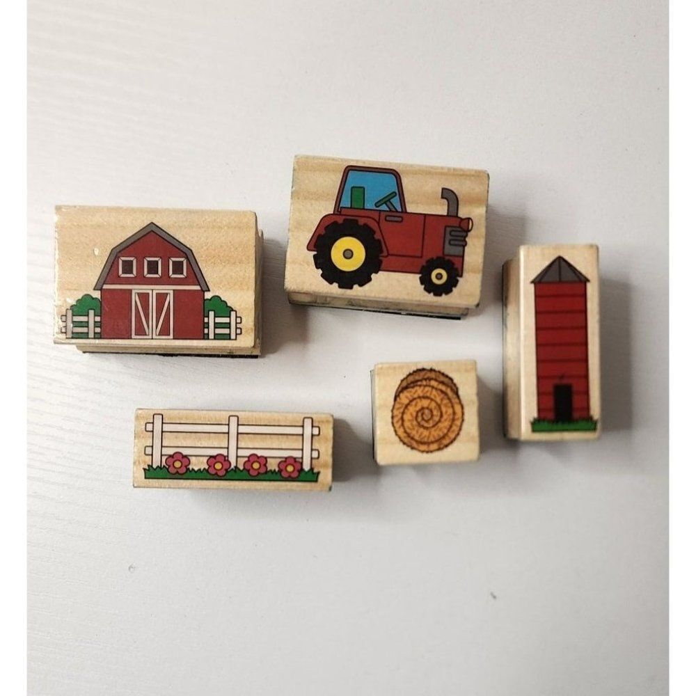 Set of 5 Barnyard Life Rubber Stamps
